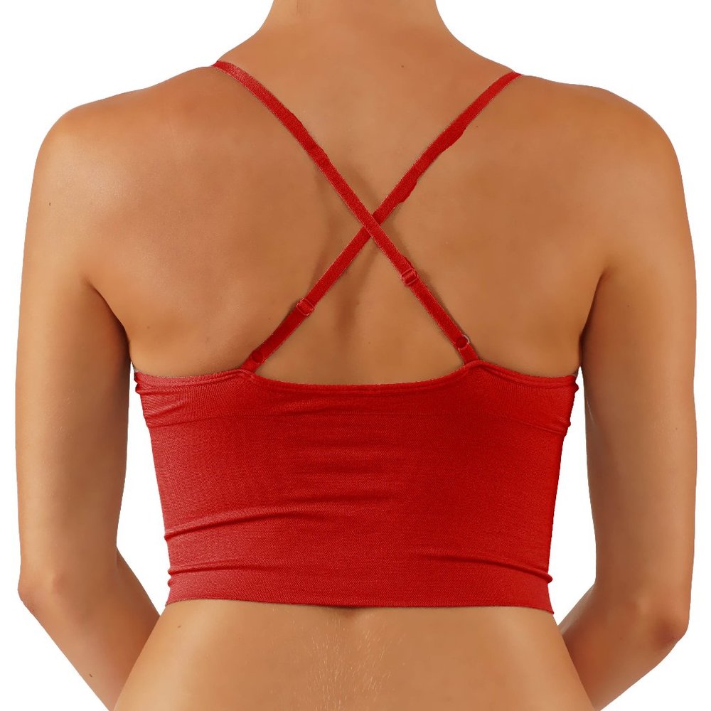 NEW Criss Cross Bralette Crop Top removable padding Sports Bra Push-Up - Picture 2 of 2
